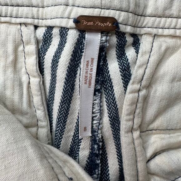 Free People Frankie High-Rise Striped Cropped Skinny Pants – Button Fly, Size 8 - Picture 2 of 11